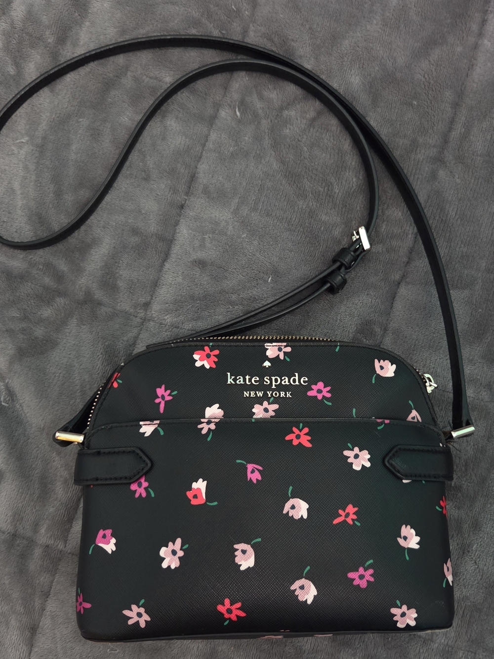 kate spade Black Floral Crossbody with Pink & Red flowers